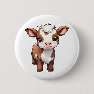 Badge Rond 5 Cm Illustration de vache caricaturale