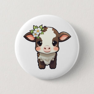 Badge Rond 5 Cm Illustration de vache caricaturale