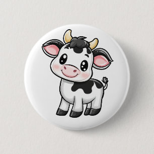 Badge Rond 5 Cm Illustration de vache caricaturale