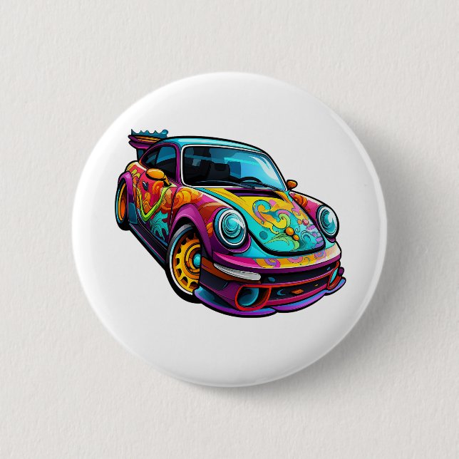 Badge Rond 5 Cm Illustration de voiture de dessin (Devant)