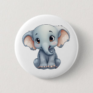 Badge Rond 5 Cm Illustration d'éléphant de dessin animé