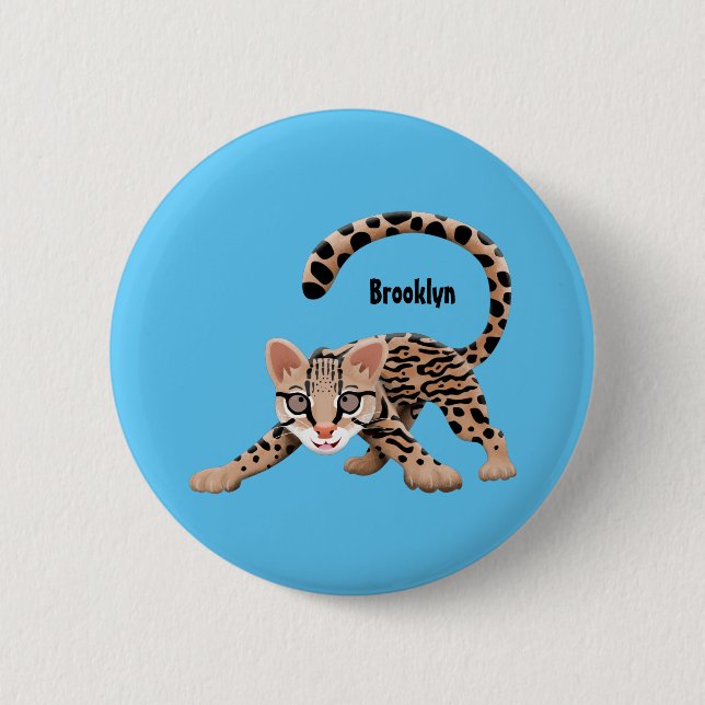 Badge Rond 5 Cm Illustration d'ocelot mignon (Devant)