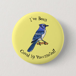 Badge Rond 5 Cm Illustration d'oiseau de jay bleu