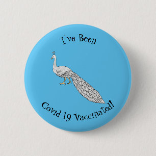 Badge Rond 5 Cm Illustration d'oiseau de paon blanc