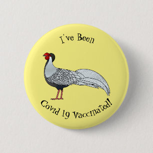 Badge Rond 5 Cm Illustration d'oiseau faisan d'argent