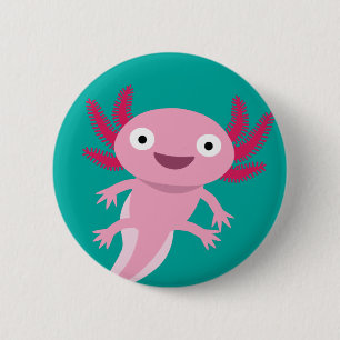 Badge Rond 5 Cm Illustration drôle Axolotl