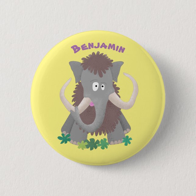 Badge Rond 5 Cm Illustration drôle de mammouth laineux (Devant)