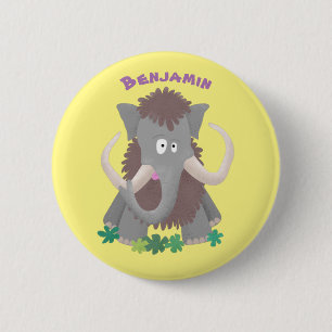 Badge Rond 5 Cm Illustration drôle de mammouth laineux