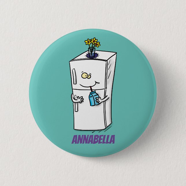Badge Rond 5 Cm Illustration drôle de réfrigérateur (Devant)