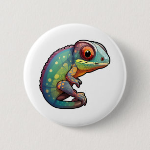 Badge Rond 5 Cm Illustration du caméléon de dessin