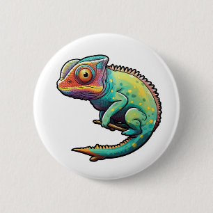 Badge Rond 5 Cm Illustration du caméléon de dessin
