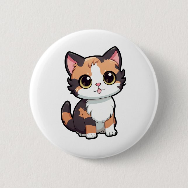 Badge Rond 5 Cm Illustration du chat de dessin (Devant)