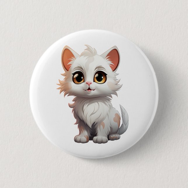 Badge Rond 5 Cm Illustration du chat de dessin (Devant)
