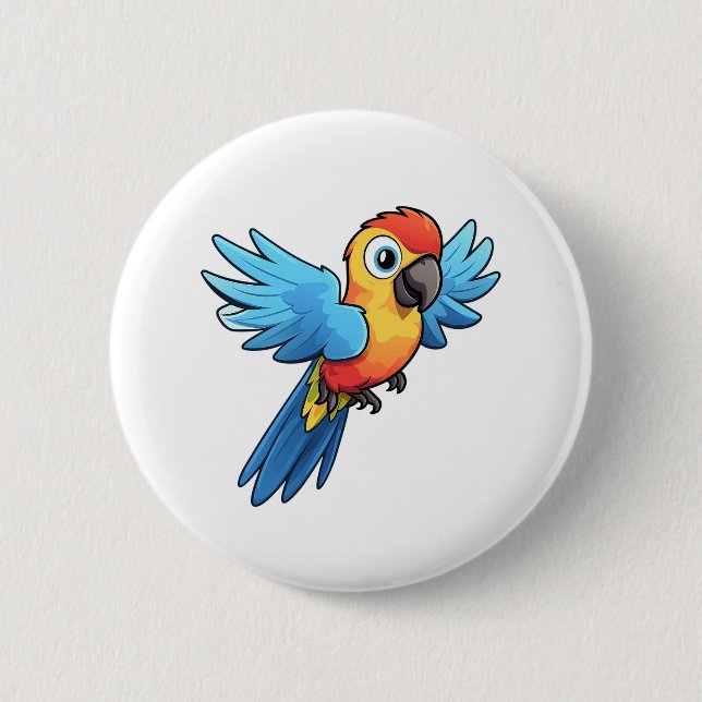 Badge Rond 5 Cm Illustration du perroquet de dessin (Devant)