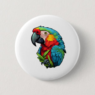 Badge Rond 5 Cm Illustration du perroquet de dessin