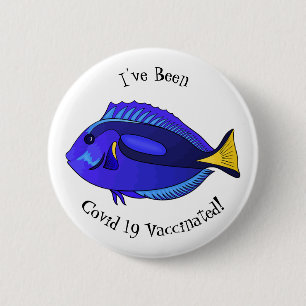 Badge Rond 5 Cm Illustration du poisson de la cuve bleue