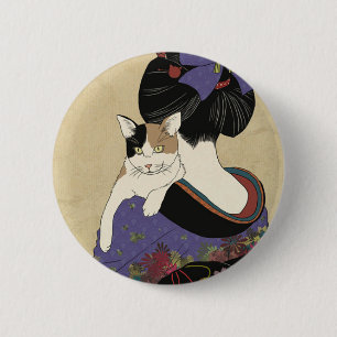 Badge Rond 5 Cm illustration d'Ukiyoe en japonais