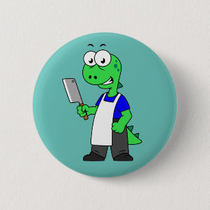 Badge Rond 5 Cm Illustration D'Un Boucher Rex Tyrannosaurus.