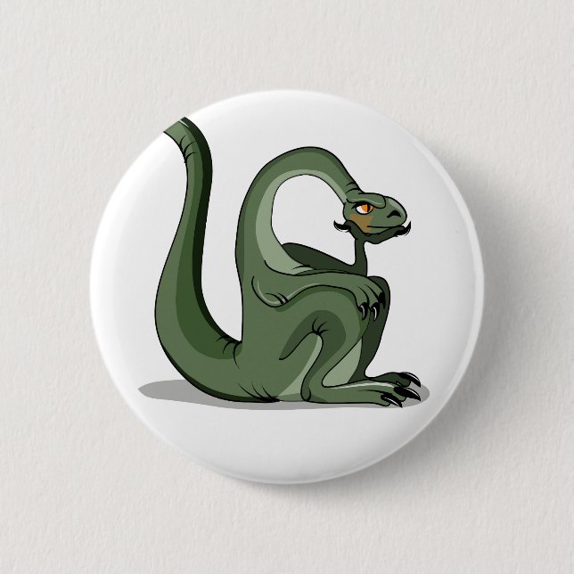 Badge Rond 5 Cm Illustration D'Un Brontosaurus Caricaturé Qui Pens (Devant)