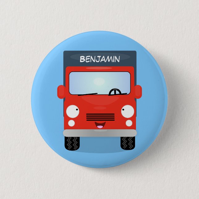 Badge Rond 5 Cm Illustration d'un camion kawaii rouge mou (Devant)