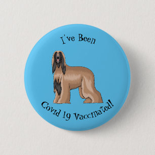 Badge Rond 5 Cm Illustration d'un chien hound afghan