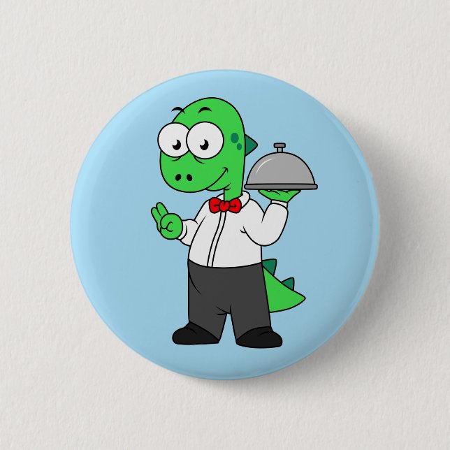 Badge Rond 5 Cm Illustration D'Un Gardien Alimentaire Tyrannosauru (Devant)