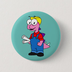 Badge Rond 5 Cm Illustration D'Un Ouvrier De Construction De Stego
