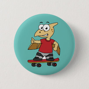 Badge Rond 5 Cm Illustration D'Un Skateboard De Ptérosaure.