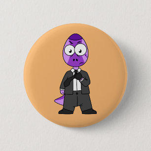 Badge Rond 5 Cm Illustration D'Un Transporteur Pachycéphalosaure.