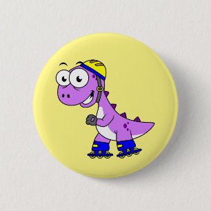 Badge Rond 5 Cm Illustration D'Un Tyrannosaurus Rex De Patinage.