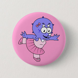 Badge Rond 5 Cm Illustration D'Une Danse De Ballet Triceratops.