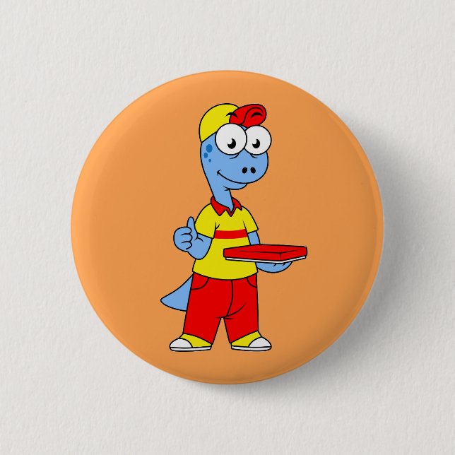 Badge Rond 5 Cm Illustration D'Une Personne Qui Livrait Le Brontos (Devant)