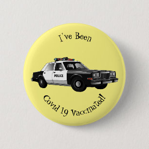 Badge Rond 5 Cm Illustration d'une voiture de police