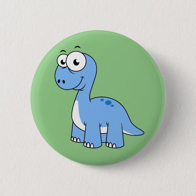 Badge Rond 5 Cm Illustration Mignonne D'Un Brontosaurus. (Devant)