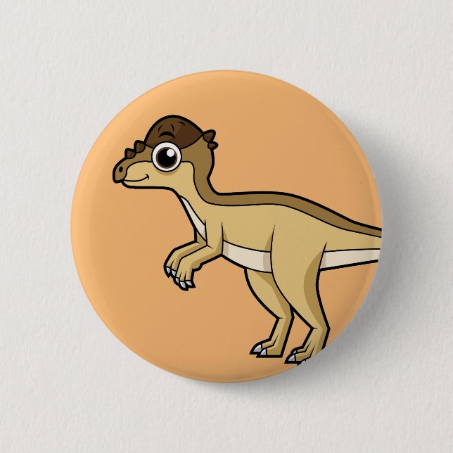 Badge Rond 5 Cm Illustration Mignonne D'Un Pachycéphalosaure Dinos (Devant)