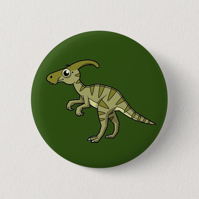 Badge Rond 5 Cm Illustration Mignonne D'Un Parasaurolophus Dinosau (Devant)