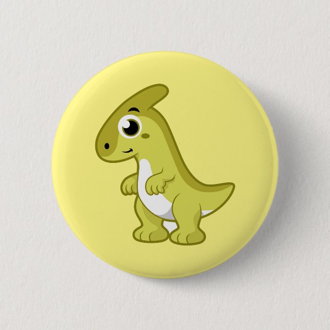 Badge Rond 5 Cm Illustration Mignonne D'Un Parasaurolophus Dinosau (Devant)