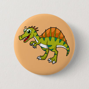 Badge Rond 5 Cm Illustration Mignonne D'Un Spinosaure Souriant.