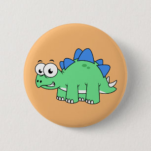 Badge Rond 5 Cm Illustration Mignonne D'Un Stegosaurus. 2