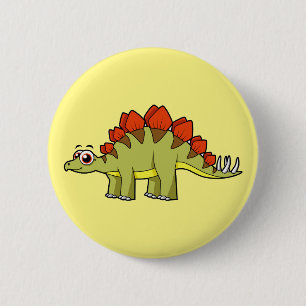 Badge Rond 5 Cm Illustration Mignonne D'Un Stegosaurus Dinosaure.