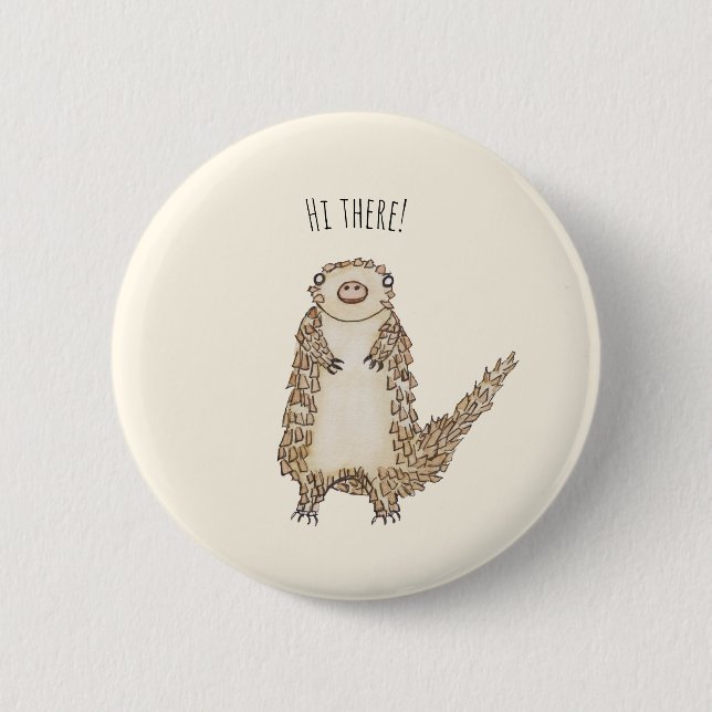 Badge Rond 5 Cm Illustration Pangolin Aquarelle (Devant)