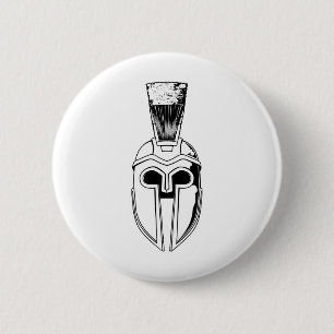 Badge Rond 5 Cm Illustration spartiate monochrome de casque