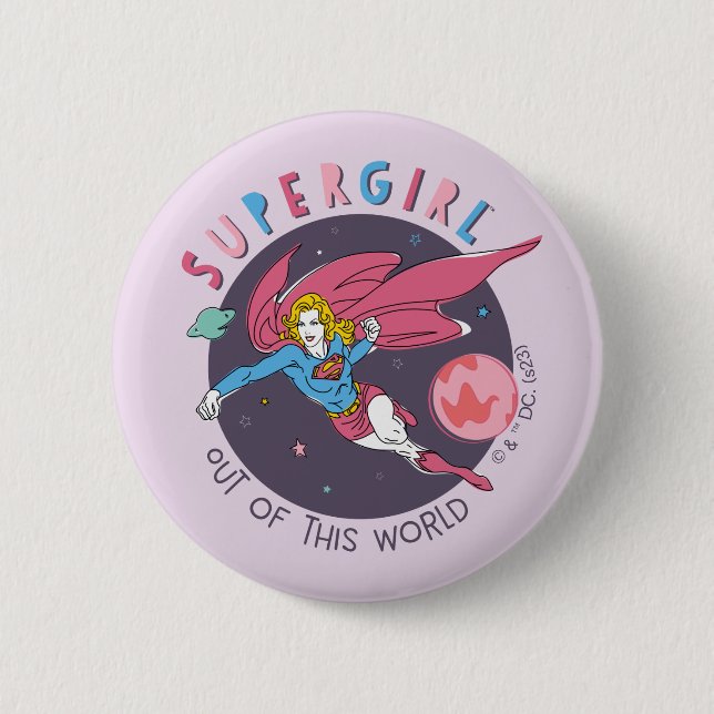 Badge Rond 5 Cm Illustration Supergirl volant vers le haut (Devant)