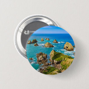 Badge Rond 5 Cm îlots Nugget Point, Nouvelle-Zélande