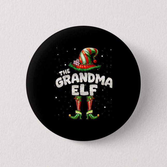 Badge Rond 5 Cm I'm The Grandma Elf Family Matching Group Christma (Devant)