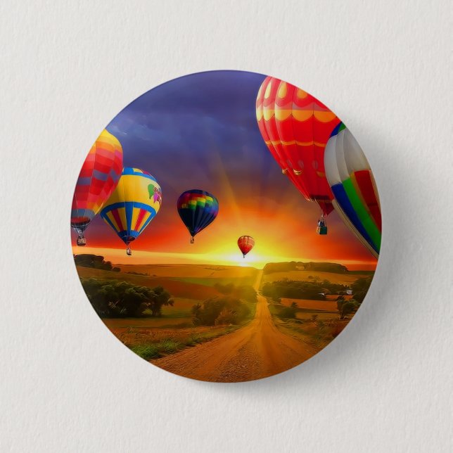 Badge Rond 5 Cm image chaude de ballon à air (Devant)