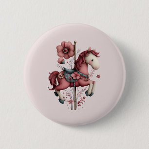 Badge Rond 5 Cm Image de cheval de carrousel fantaisiste