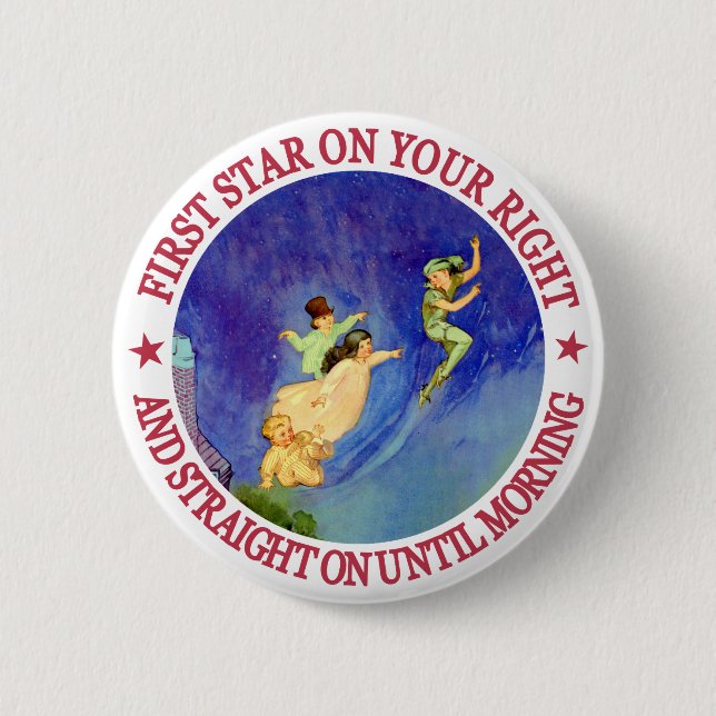BADGE ROND 5 CM IMAGE ICONIQUE DE PETER PAN (Devant)