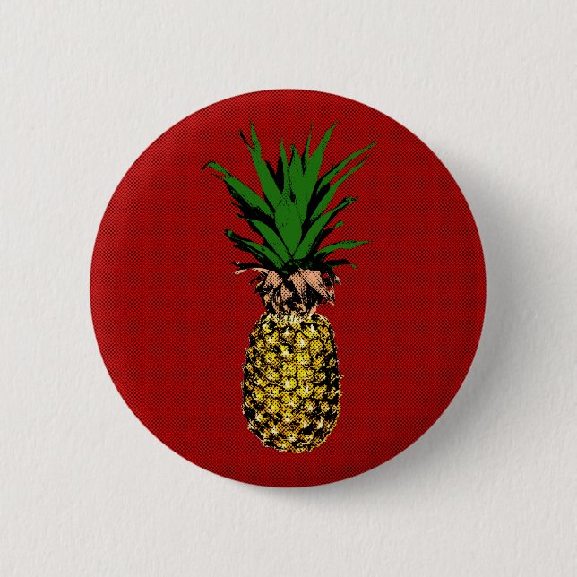 Badge Rond 5 Cm Image Newsprint ananas (Devant)