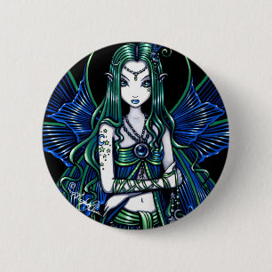 Badge Rond 5 Cm Imaginaire féerique céleste turquoise de "Zoe"